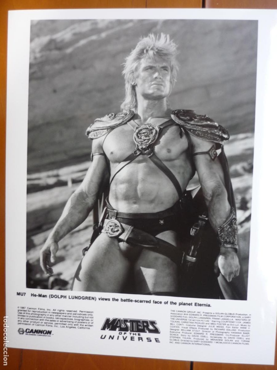 Kino: masters del universo - foto b/n original - dolph lundren he-man