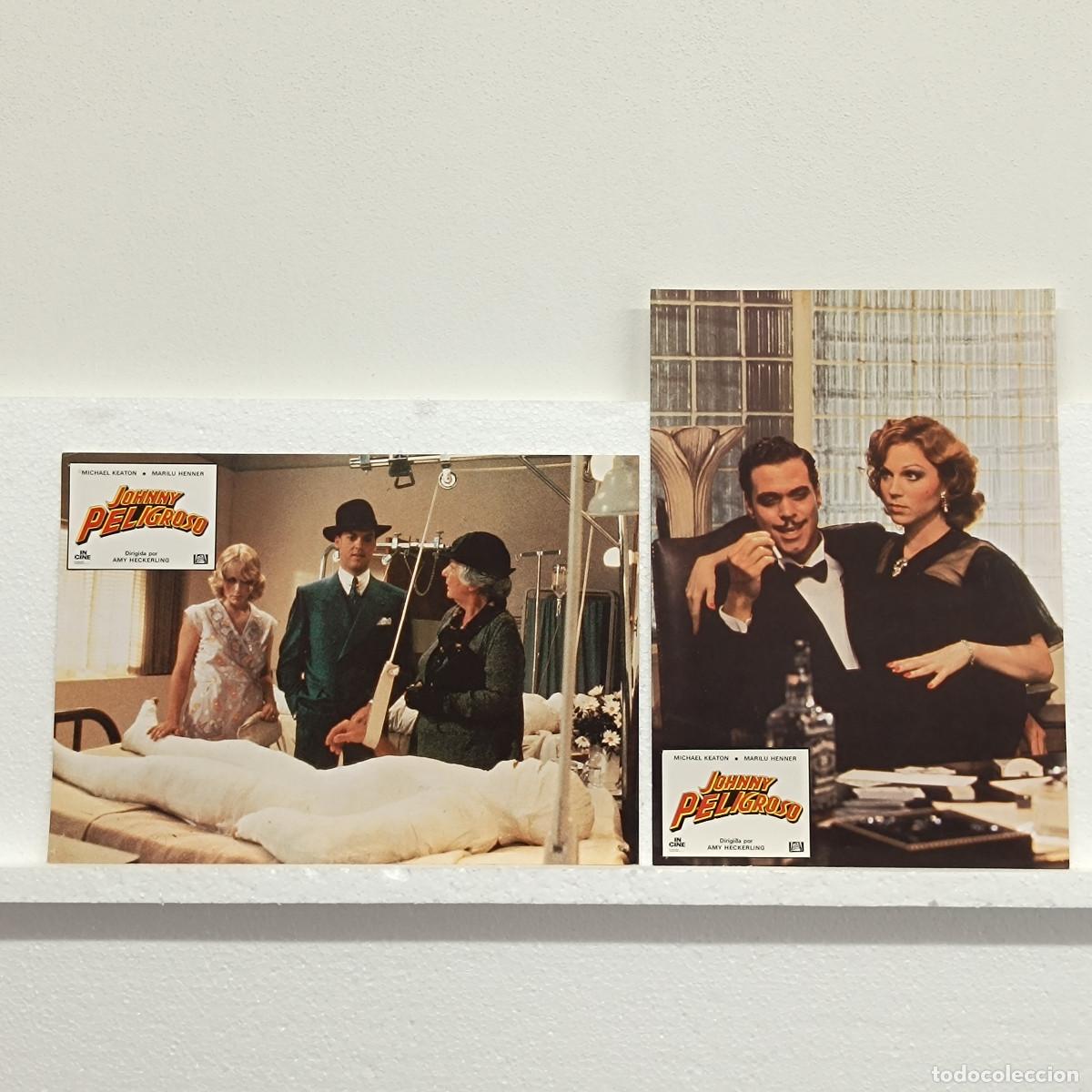 Kino: LOTE 2 FOTOCROMOS. ORIGINALES DE CINE. JOHNNY PELIGROSO. MICHAEL KEATON.