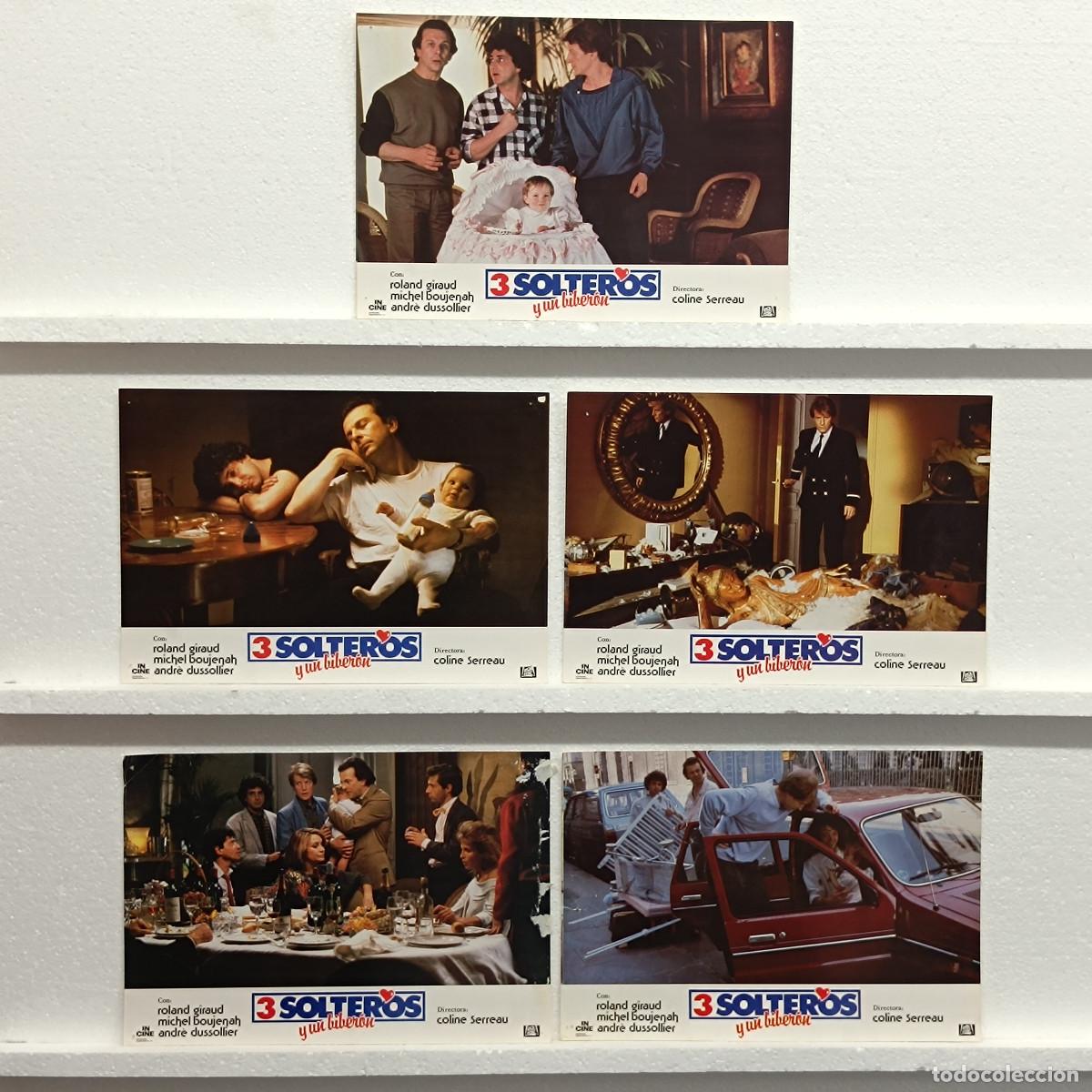 Kino: LOTE 5 FOTOCROMOS. ORIGINALES DE CINE. 3 SOLTEROS Y UN BIBERON.