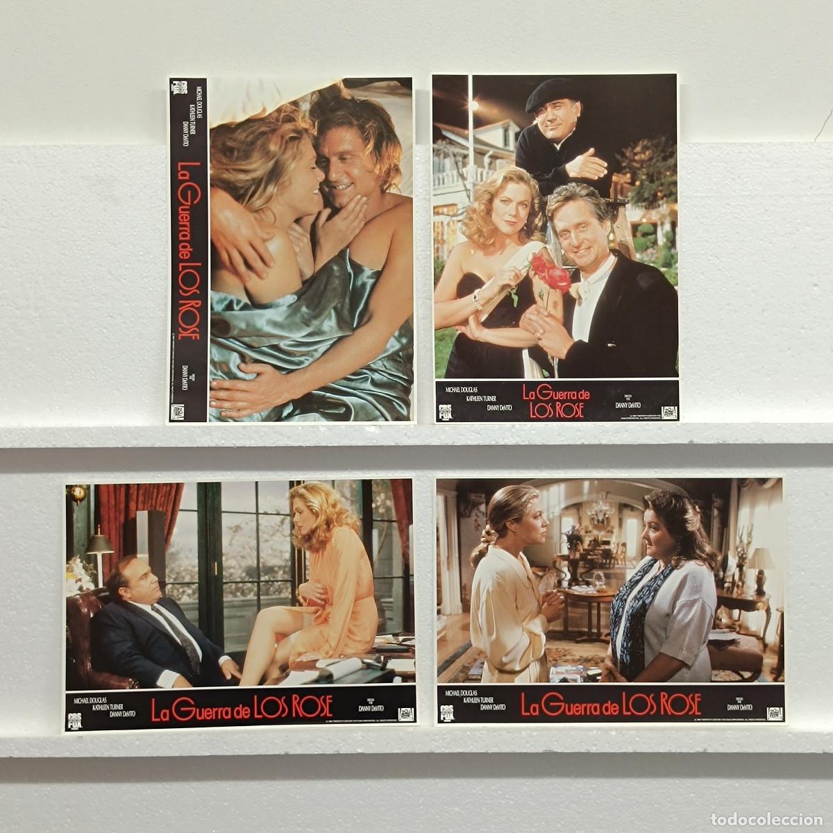 Cinema: LOTE 4 FOTOCROMOS. ORIGINALES DE CINE. LA GUERRA DE LOS ROSE. MICHAEL DOUGLAS.