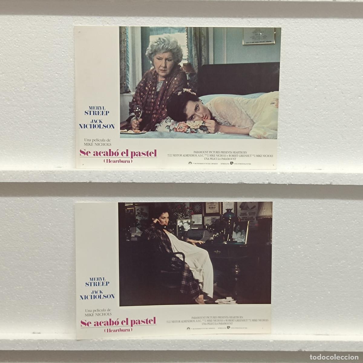 Kino: LOTE 2 FOTOCROMOS. ORIGINALES DE CINE. SE ACABO EL PASTEL. MERYL STREET. JACK NICHILSON.