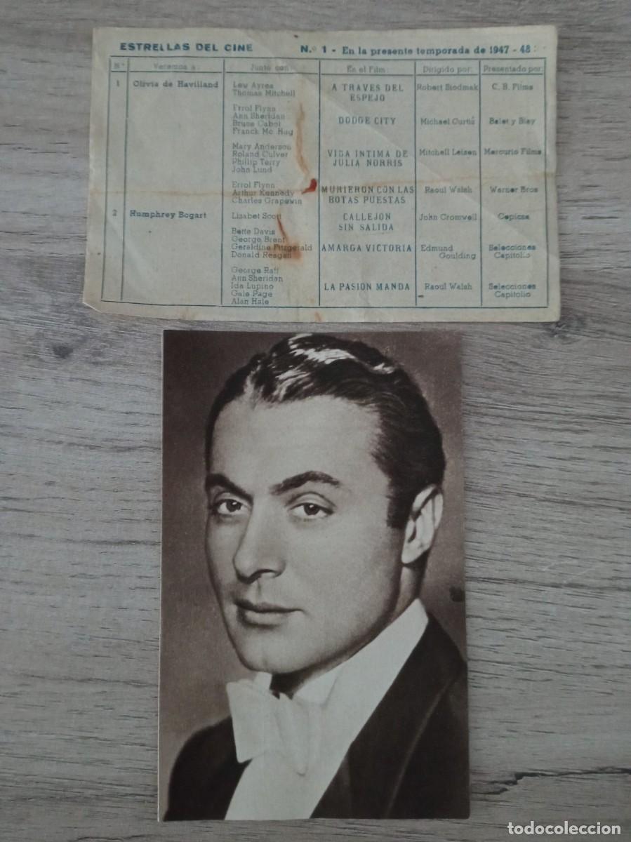 Cine: ESTRELLAS DEL CIE: FOLLETO GUIA DE LA SERIE N&ordm; 1 Y POSTAL N&ordm; 4 DE CHARLES BOYER