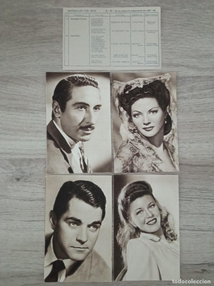 Cine: ESTRELLAS DEL CINE, SERIE N&ordm; 3, POSTALES 12, 13, 14 Y 15: JOSE NIETO, YVONNE DE CARLO, ALLAN CURTIS