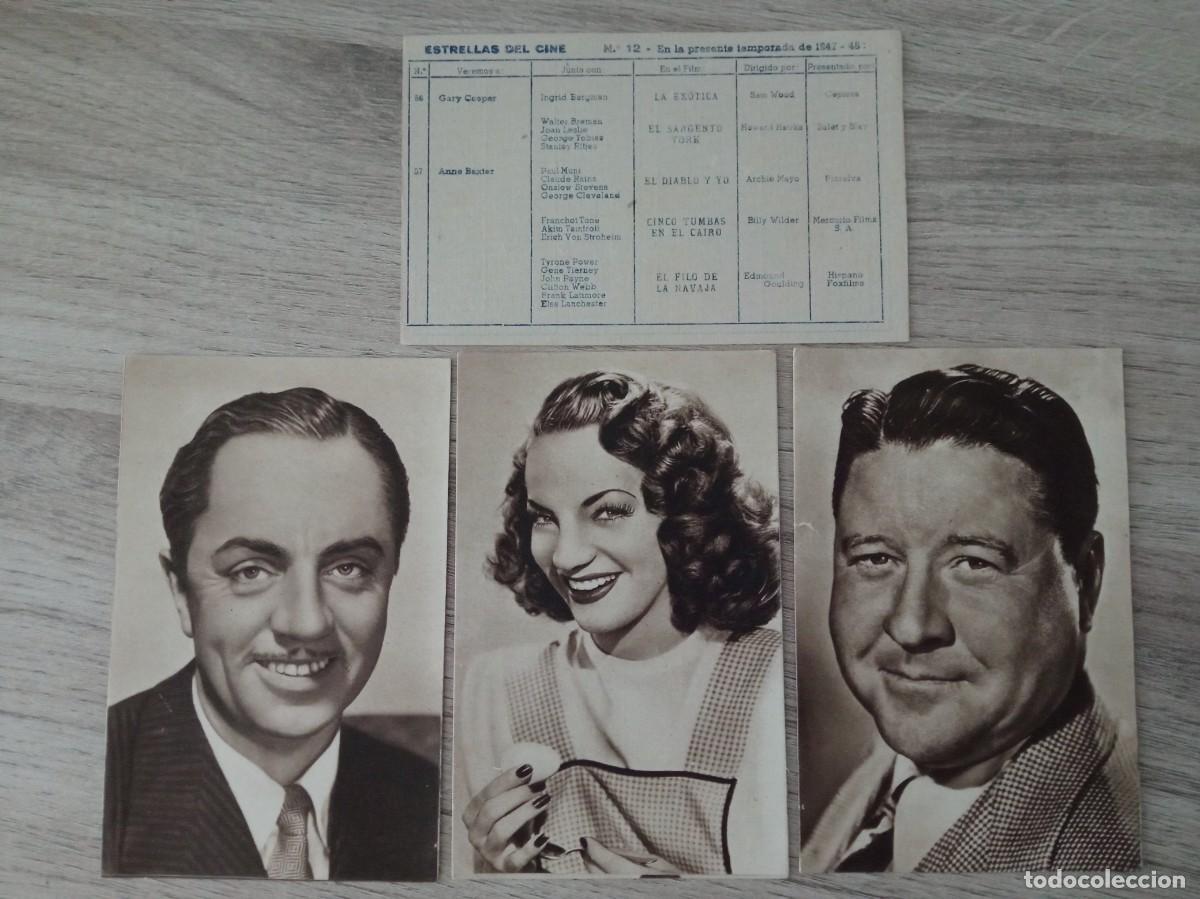 Cine: ESTRELLAS DEL CINE SERIE N&ordm; 12, POSTALES N&ordm; 58, 59, 60: WILLIAM POWELL, CARMEN MIRANDA, JACK OAKIE