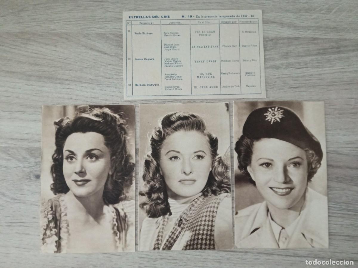 Cine: ESTRELLAS DEL CINE SERIE 19, POSTALES N&ordm; 91, 93 Y 95, PAOLA BARBARA, BARBARA STANWYCK Y ANNABELLA