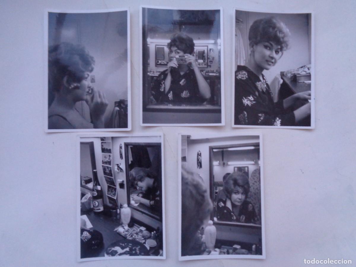 Cine: LOTE DE 5 FOTOS DE ATRIZ Y VEDETTE ETHEL ROJO EN CAMERINO Y FOTOGRAFIANDOSE A SI MISMA, ETC
