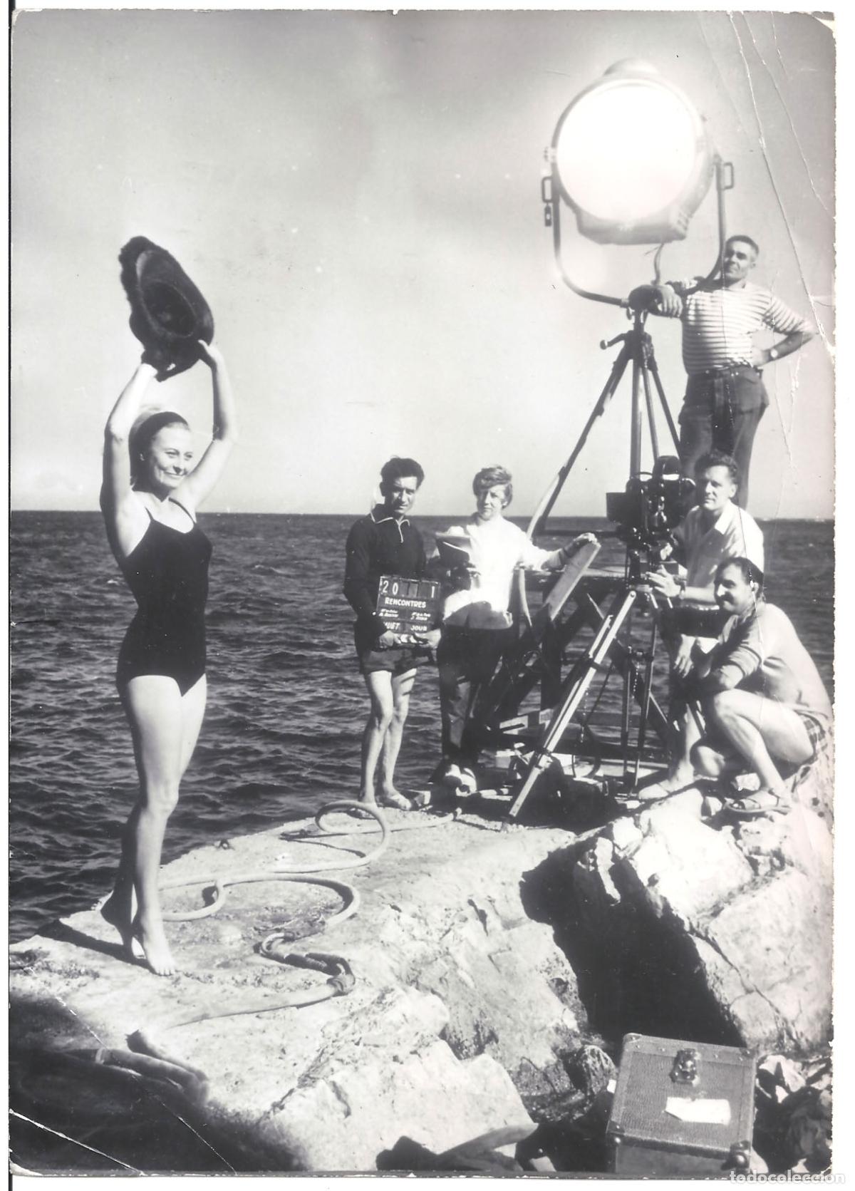 Kino: F35781 MICHELE MORGAN set de rodaje RENCONTRES FOTO B/N ORIGINAL FRANCESA