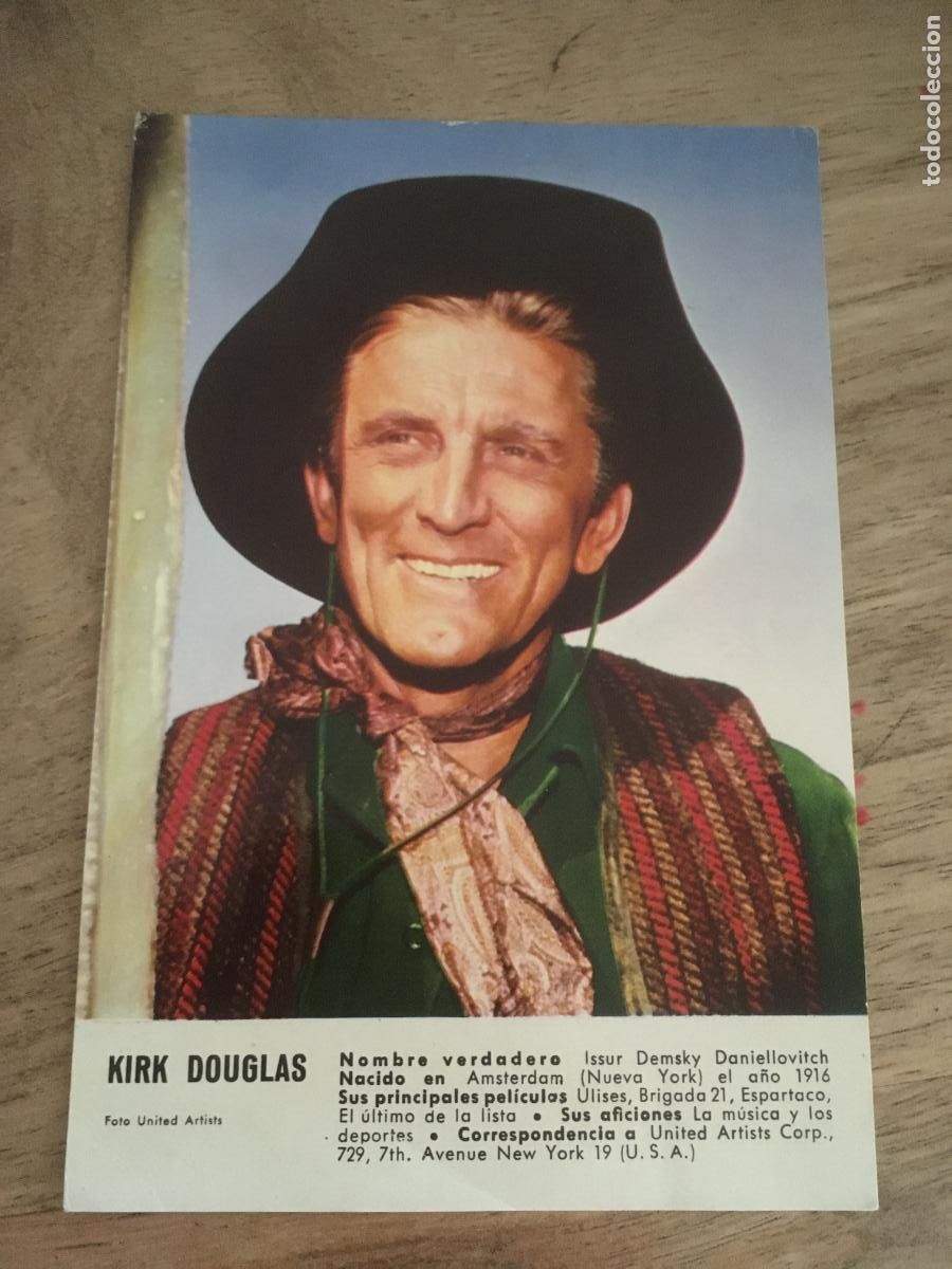 Cin&eacute;ma: kirk douglas postal color original antigua