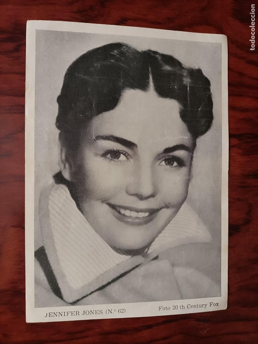 Kino: FOTO FICHA DE LA ACTRIZ. JENNIFER JONES. COLECCI&Oacute;N DE ARTISTAS DE LA PANTALLA, N&ordm; 225. 17X12 C.M.