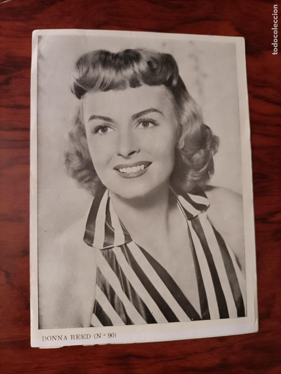 Kino: FOTO FICHA DE LA ACTRIZ. DONNA REED. COLECCI&Oacute;N DE ARTISTAS DE LA PANTALLA, N&ordm; 90. 17X12 C.M.