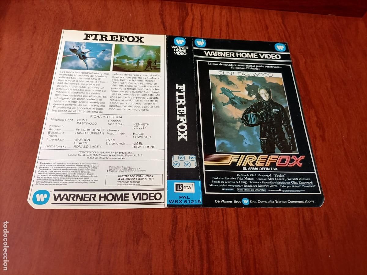 Kino: CARATULA DE LA PEL&Iacute;CULA. FIREFOX. CLINT EASTWOOD. PERFECTO ESTADO.