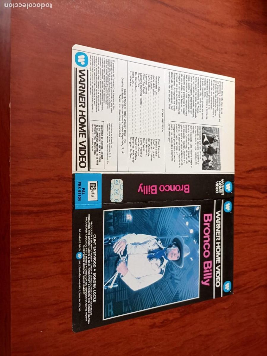 Kino: CARATULA DE LA PEL&Iacute;CULA. BRONCO BILLY. CLINT EASTWOOD. PERFECTO ESTADO.