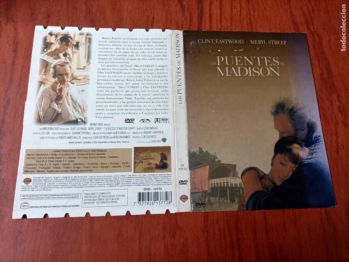 Kino: CARATULA DE LA PEL&Iacute;CULA. LOS PUENTES DE MADISON. CLINT EASTWOOD. PERFECTO ESTADO.