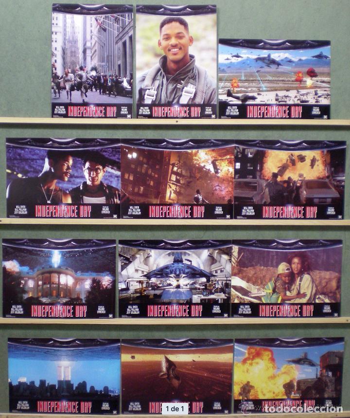 Kino: AEJ29 INDEPENDENCE DAY WILL SMITH SET COMPLETO 12 FOTOCROMOS ORIGINAL ESTRENO