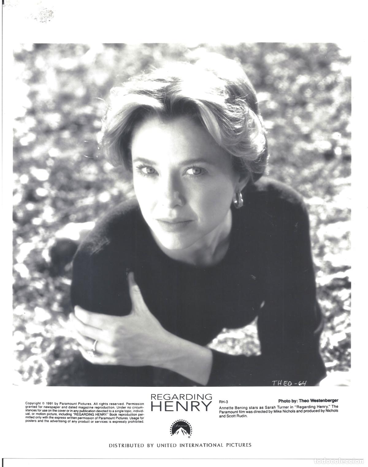 Cinema: F36019 ANNETTE BENING A PROPOSITO DE HENRY FOTO B/N ORIGINAL AMERICANA FOTOGRAFO THEO WESTENBERGER