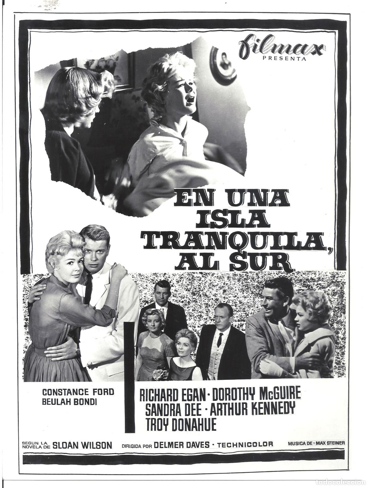 Cinema: F36088 RICHARD EGAN DOROTHY McGUIRE EN UNA ISLA TRANQUILA AL SUR FOTO B/N ORIGINAL ESPA&Ntilde;OLA