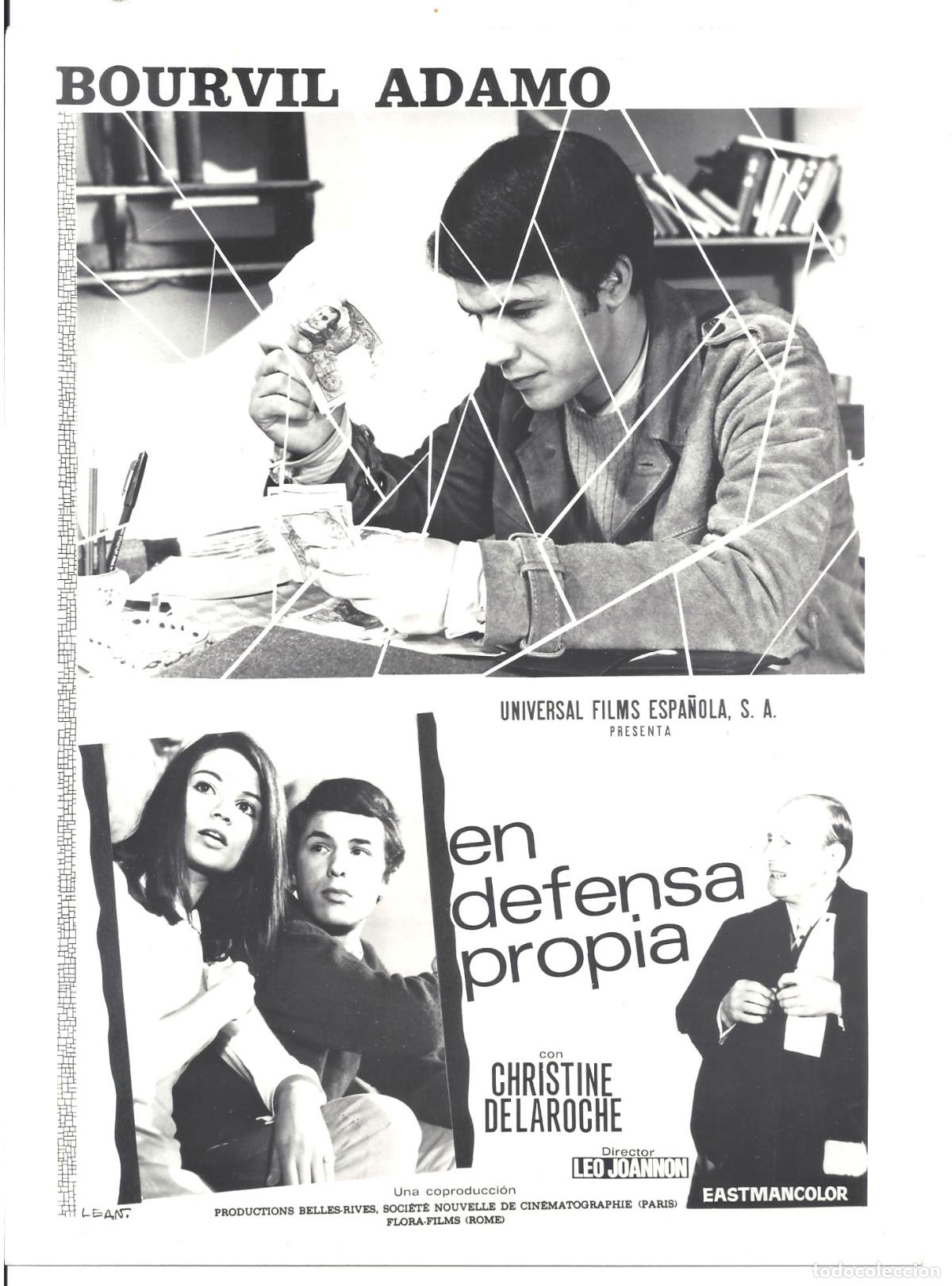 Cinema: F36118 BOURVIL ADAMO EN DEFENSA PROPIA FOTO B/N ORIGINAL ESPA&Ntilde;OLA