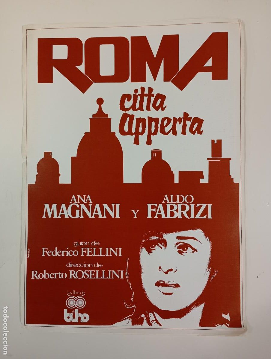 Cinema: FICHA CARTEL PEL&Iacute;CULA ROMA CITTA APPERTA. ANA MAGNANI. ALDO FABRIZI. TDKR38