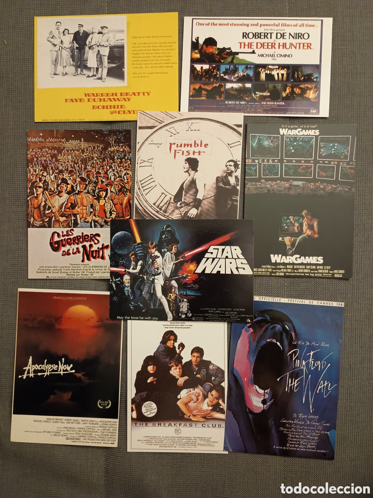 Cine: Lote 10 postales de cl&aacute;sicos cine 70s y 80s