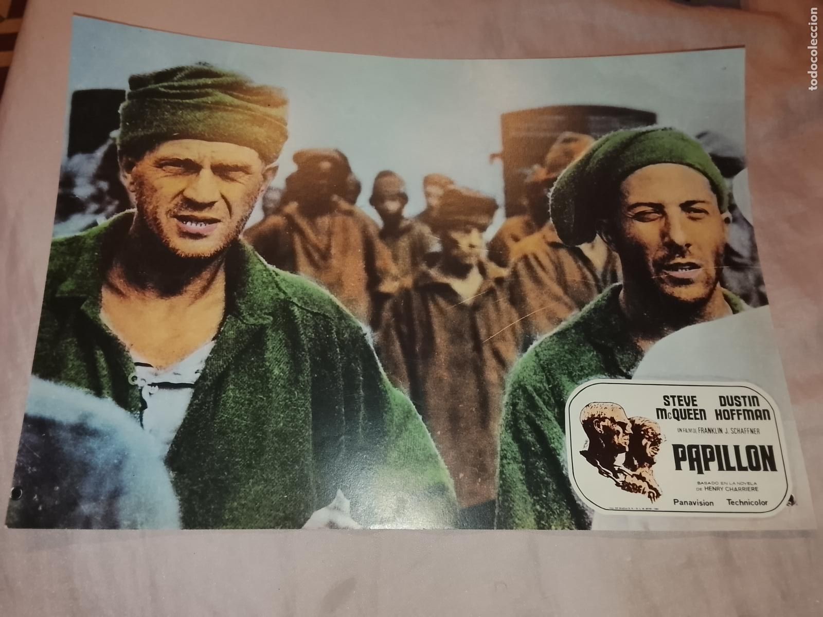 Kino: CARTEL AFICHE FOTOCROMO ORIGINAL - PAPILLON STEVE MCQUEN DUSTIN HOFFMAN