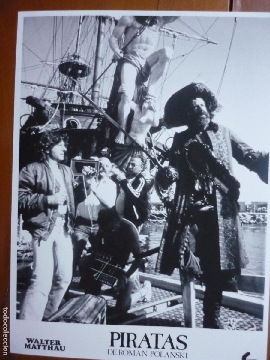 Kino: roman polanski - foto original b/n - cinema filmmaker - piratas - walter matthau