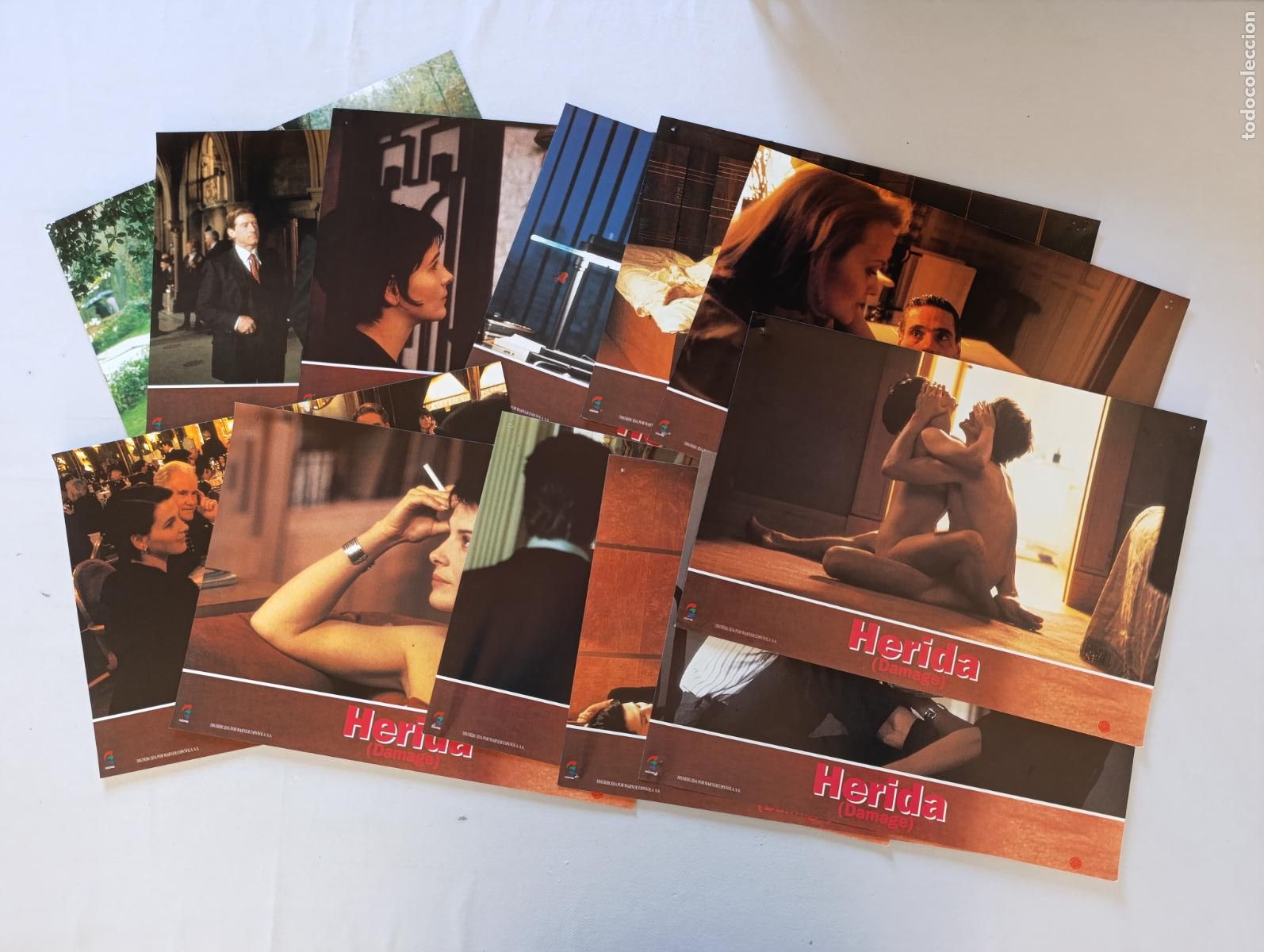 Cinema: LOTE 12 FOTOCROMOS DIFERENTES - HERIDA (DAMAGE) - JULIETTE BINOCHE - 24 X 34 CM (386)
