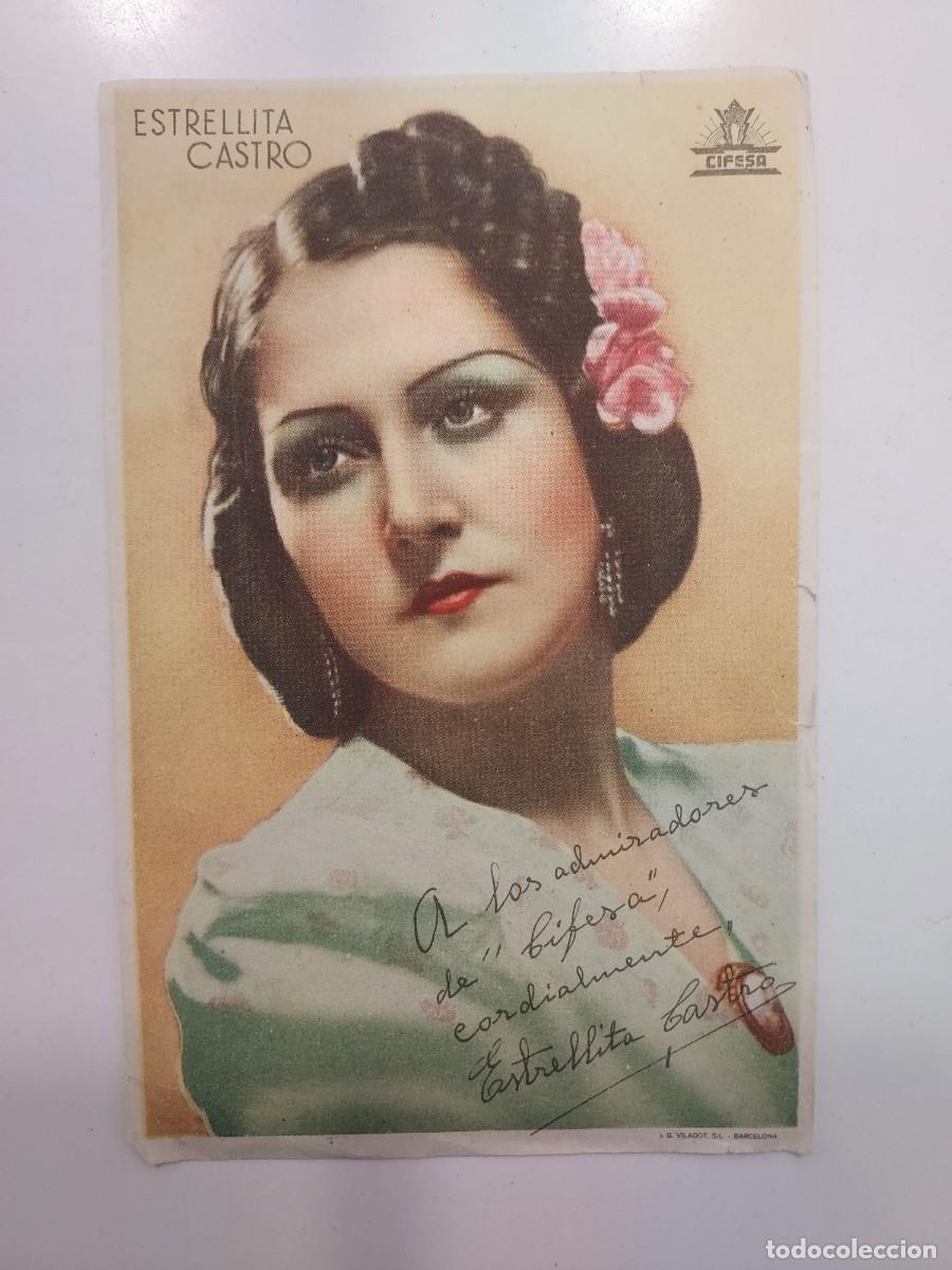 Cinema: CROMO DEDICATORIA 13,5 X 8,5 CM. CIFESA - ESTRELLITA CASTRO. SIN PUBLICIDAD