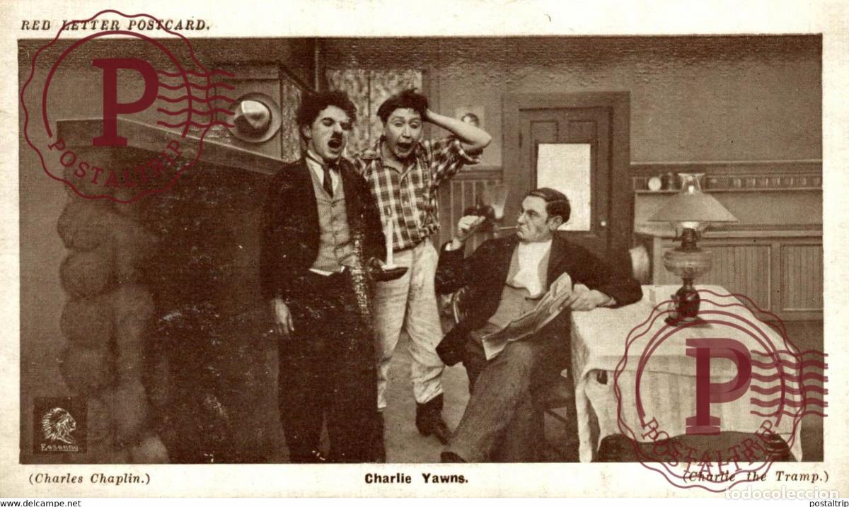 Cin&eacute;ma: CHARLES CHAPLIN Charlie Yawns Charlie the Tramps CINE CINEMA CIN&Eacute;MA