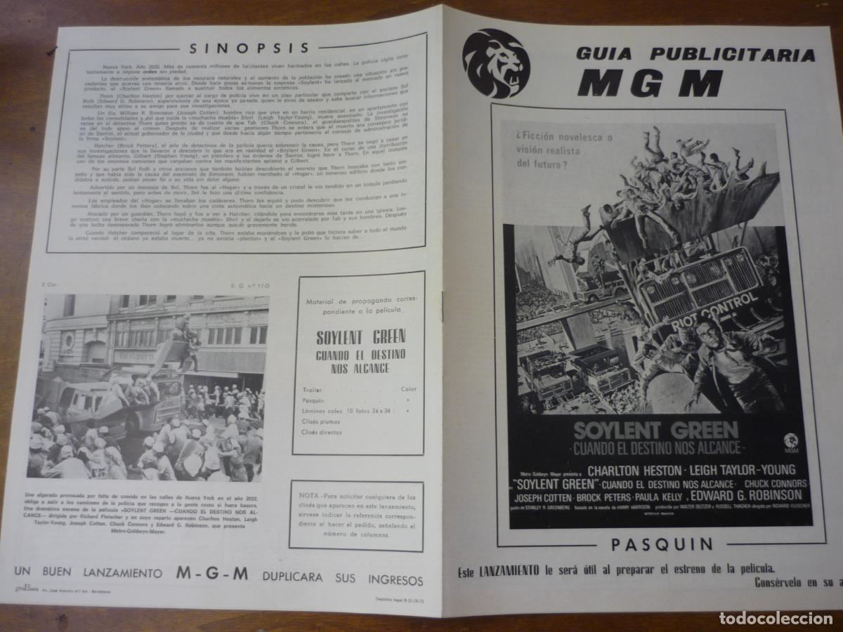 Cine: cuando el destino nos alcance - guia publicitaria original - soylent green charlton heston