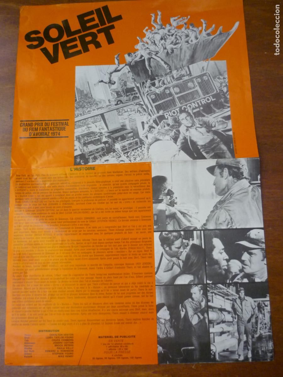 Cine: cuando el destino nos alcance - guia publicitaria original francia - soylent green charlton heston