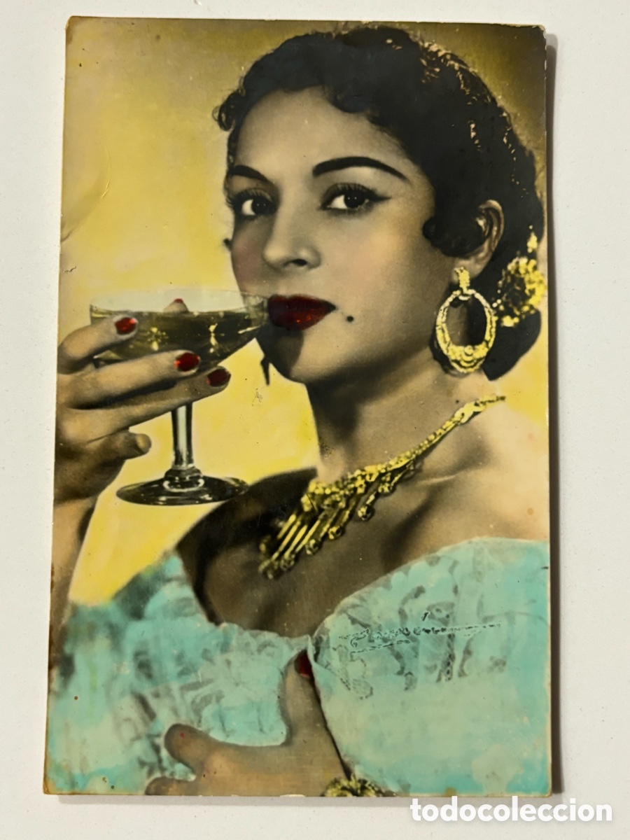 Cine: Antigua tarjeta postal coloreada de Lola Flores M