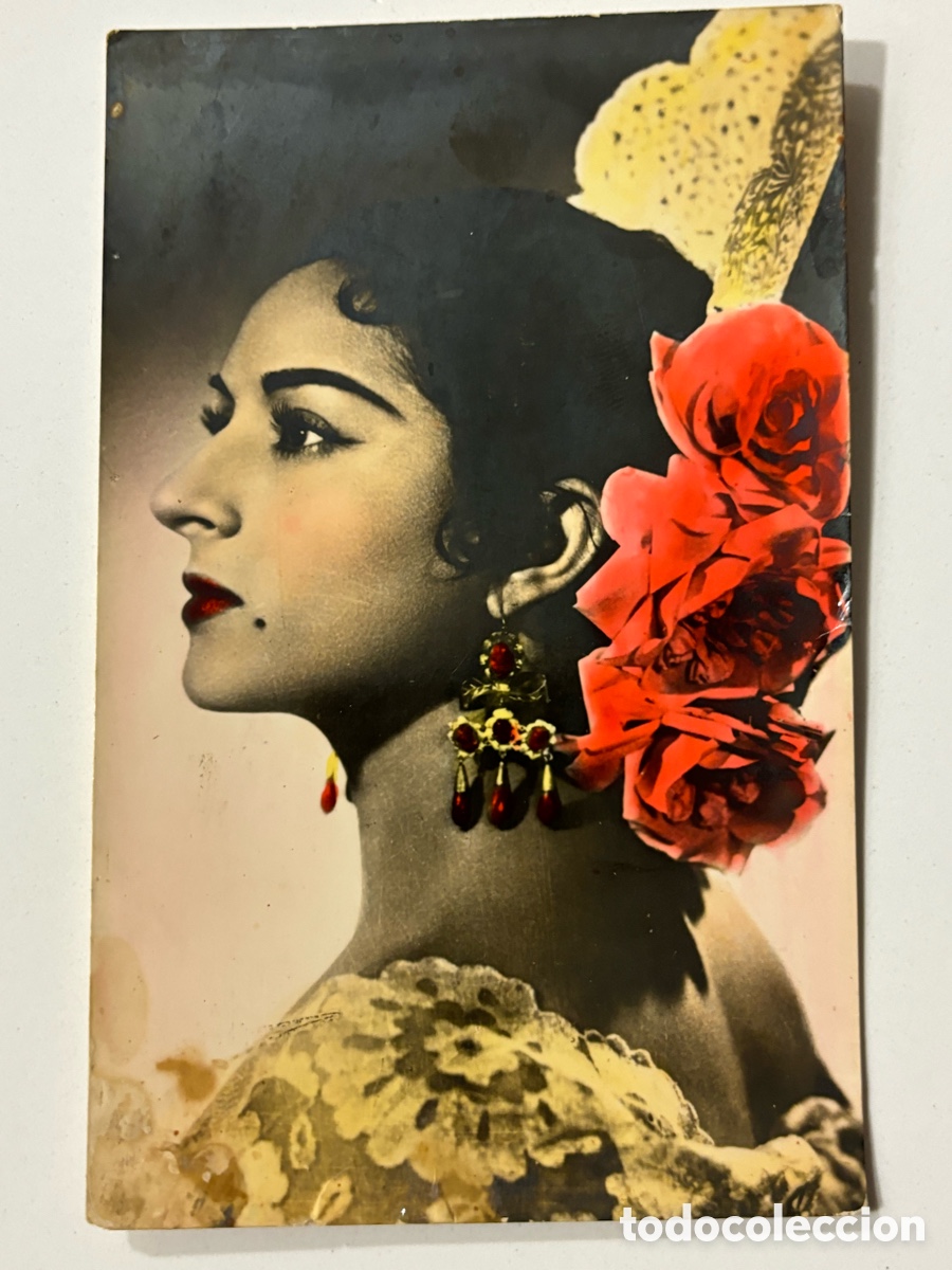 Cine: Antigua tarjeta postal coloreada de Lola Flores M