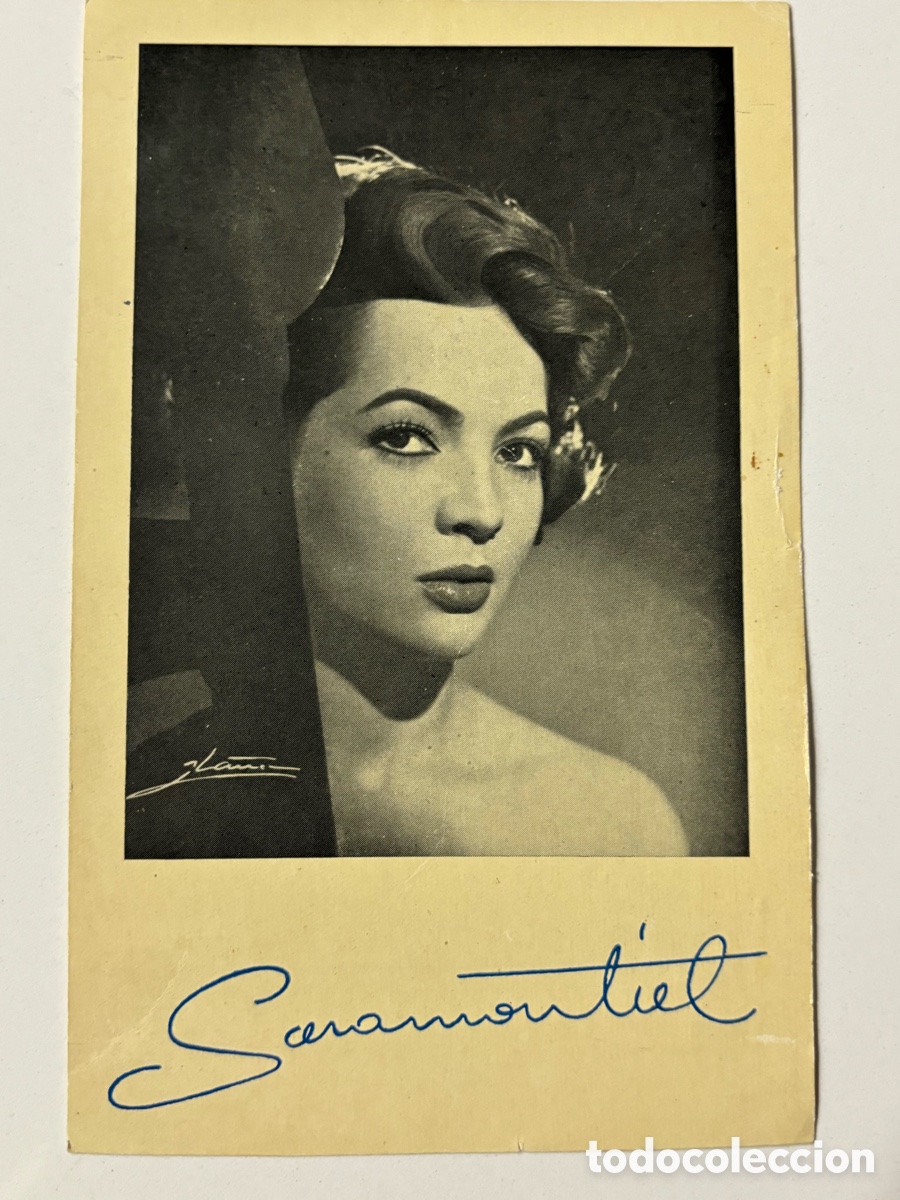 Cine: Antigua tarjeta con aut&oacute;grafo impreso de Sara Montiel M