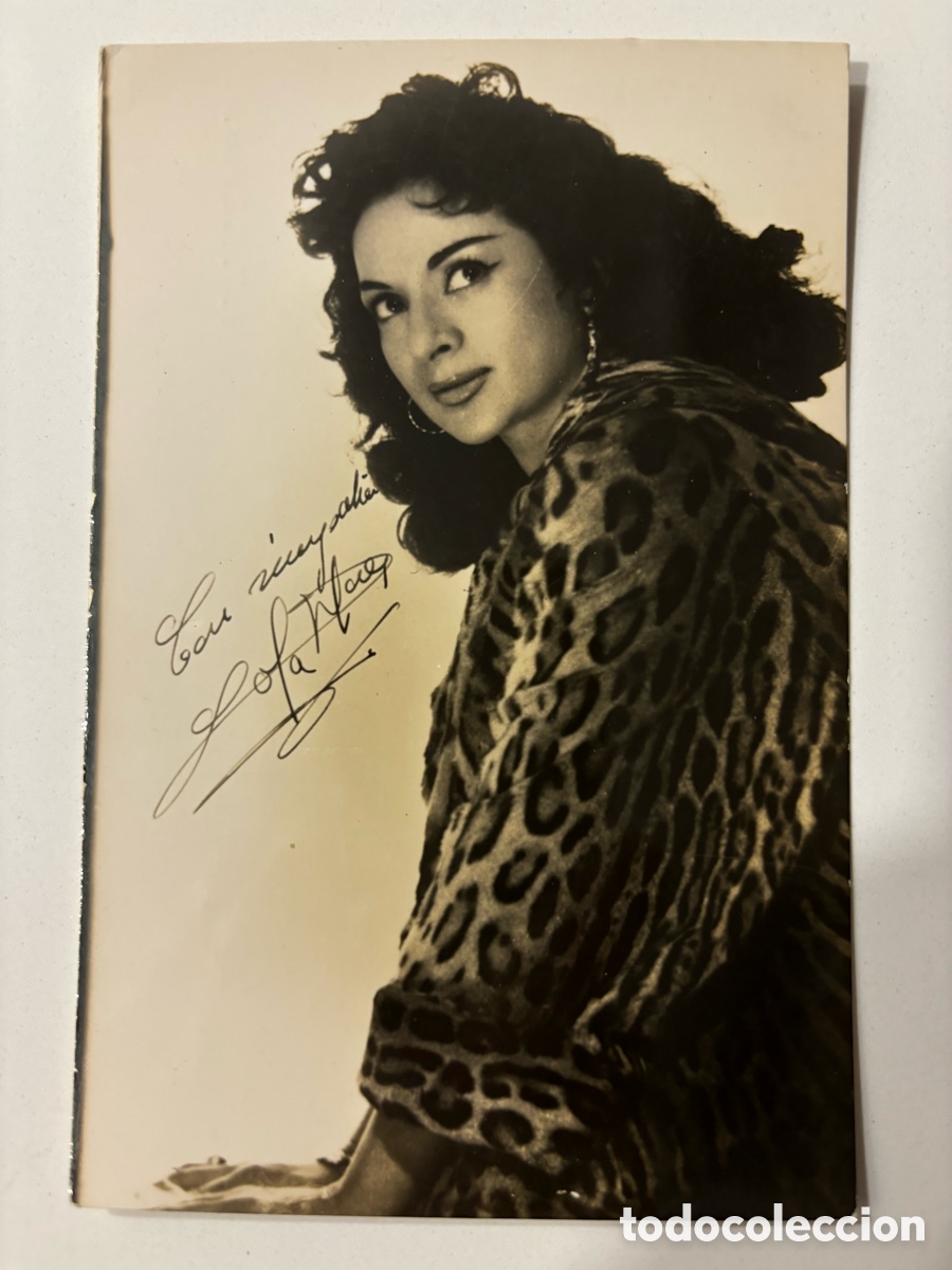 Cine: Antigua tarjeta postal de Lola Flores con aut&oacute;grafo impreso M