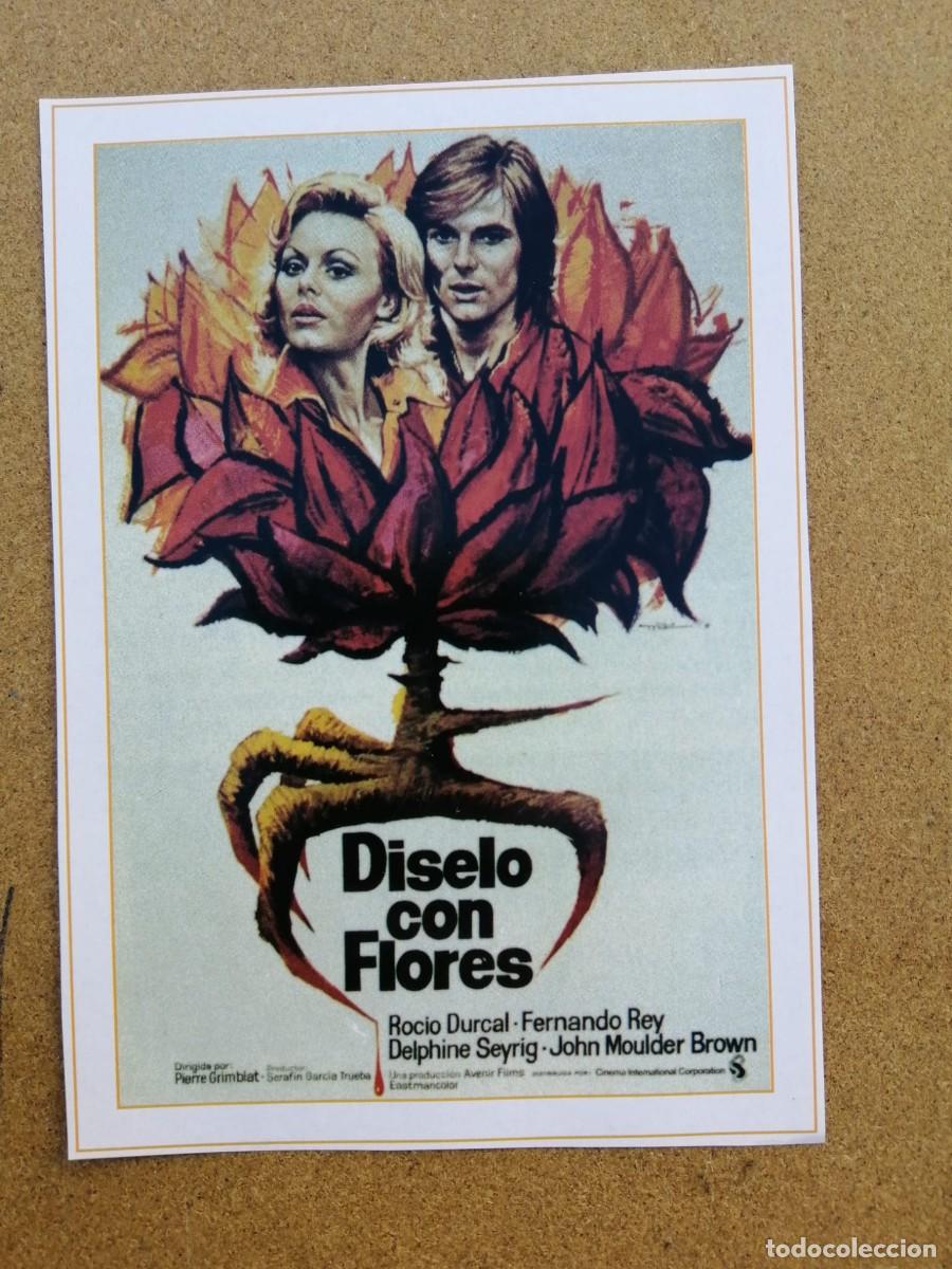 Cine: REPRODUCCION CINE 13 cm X 10 cm. DISELO CON FLORES (ROCIO DURCAL - FERNANDO REY)