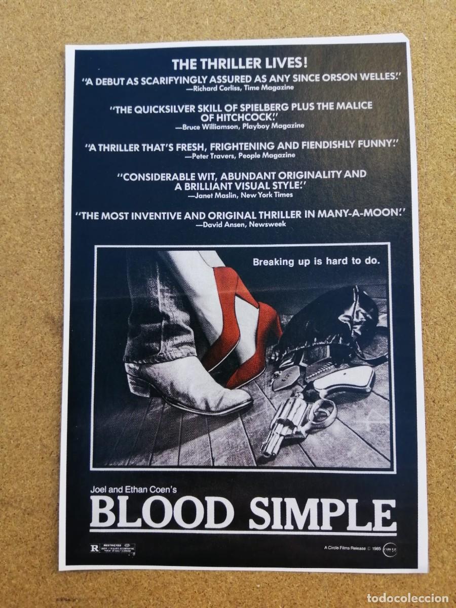 Cine: REPRODUCCION CINE 13 cm X 10 cm. SANGRE FACIL (original u.s.a.)