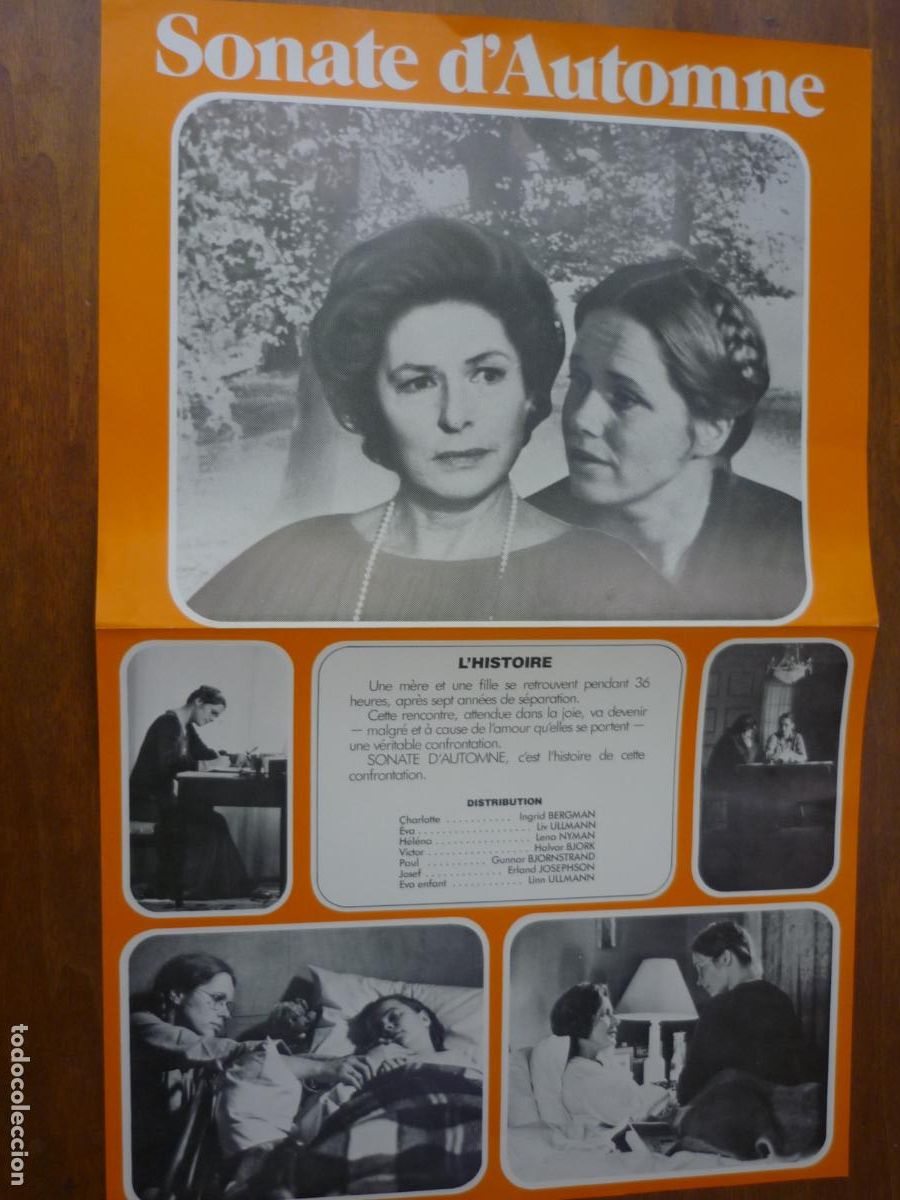 Cine: sonata de oto&ntilde;o - guia publicitaria original francia - Ingmar Bergman Liv Ullmann ingrid bergman