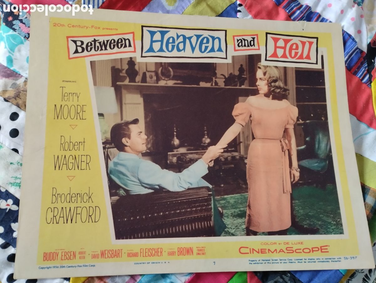 Kino: LOBBY CARD AMERICANO - ENTRE EL CIELO Y EL INFIERNO 1956