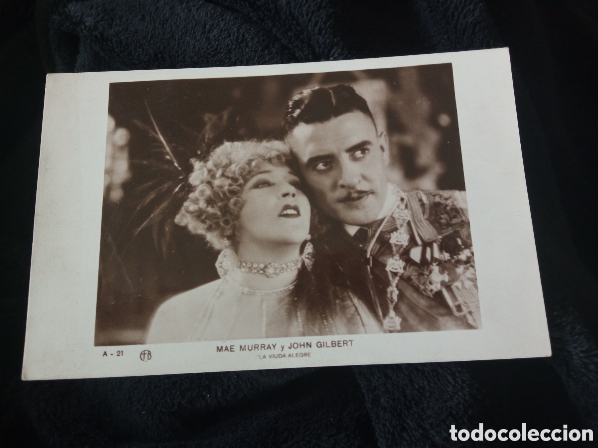 Cine: Antigua postal fotogr&aacute;fica, Mae Murray y John Gilbert, en La Viuda Alegre