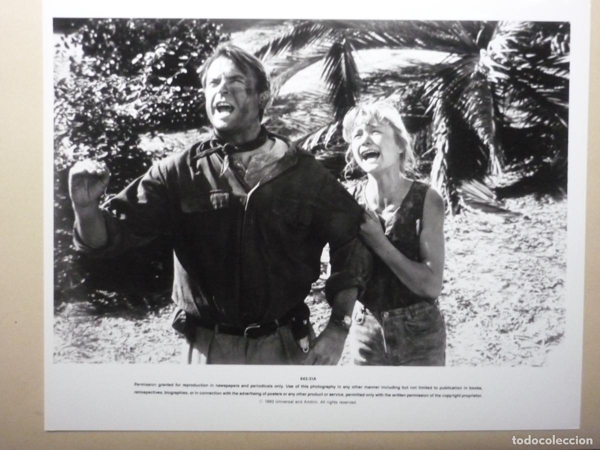 Cine: jurassic park parque jurasico - foto original b/n - sam neill ariana richards - steven spielberg
