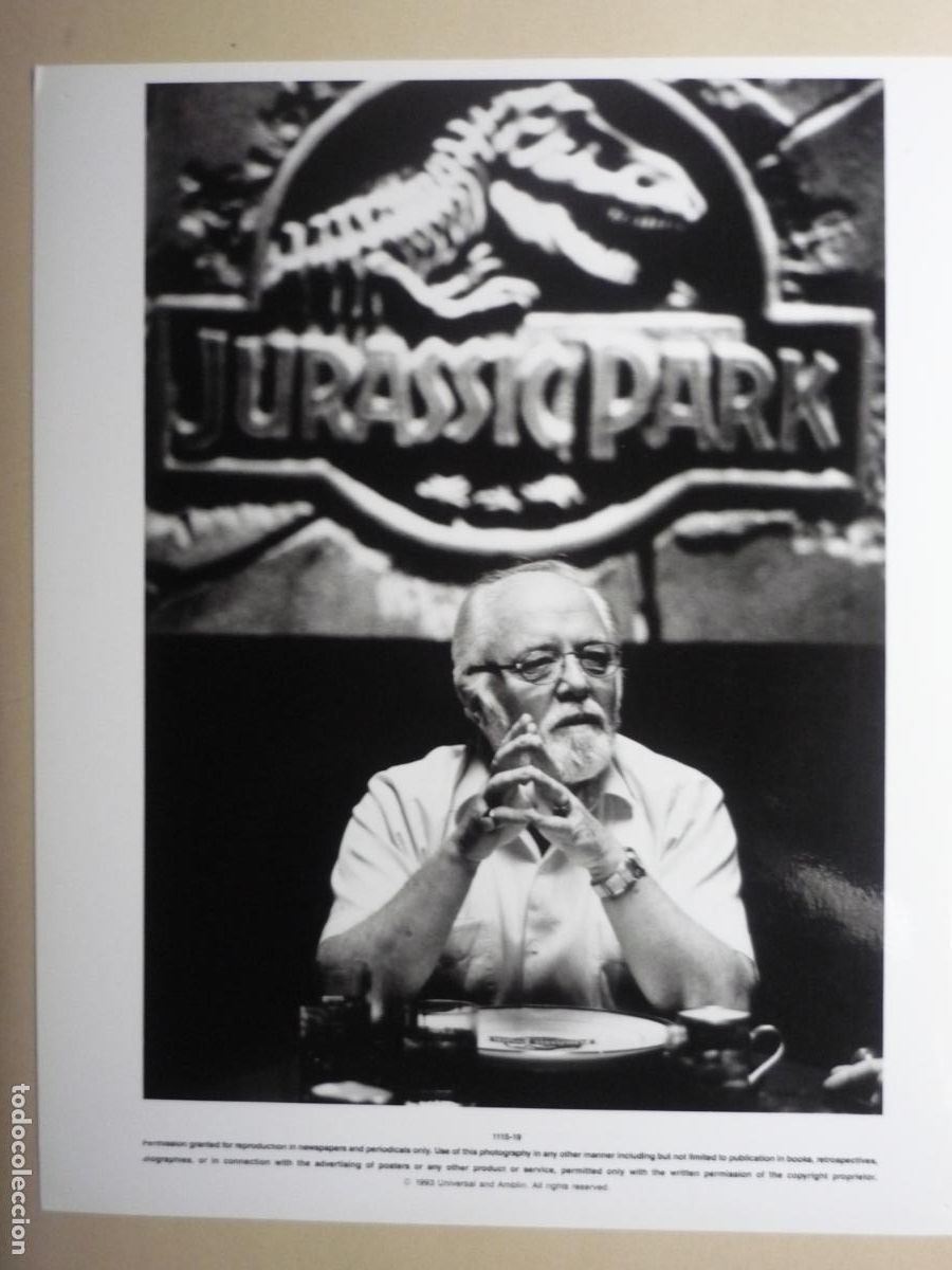 Cine: jurassic park parque jurasico - foto original b/n - Richard Attenborough - steven spielberg