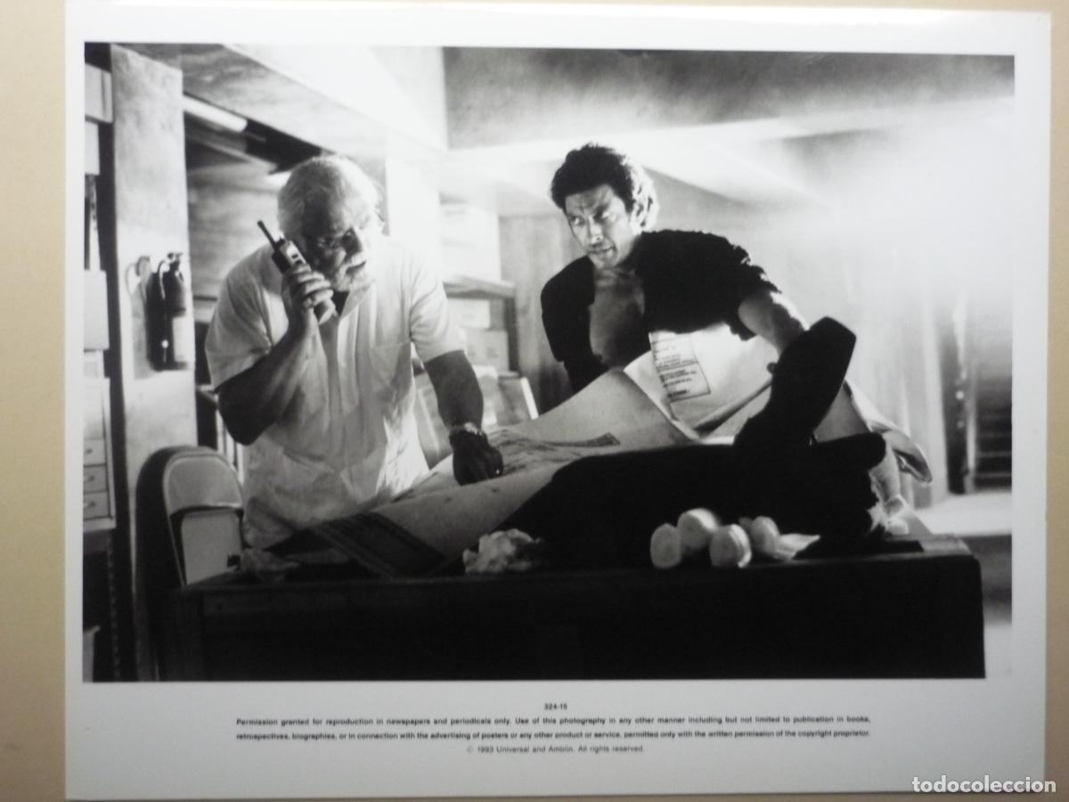 Cine: jurassic park parque jurasico - foto original b/n Richard Attenborough j goldblum - steven spielberg