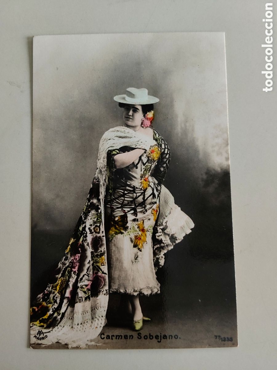 Cine: Tarjeta postal actriz de teatro Carmen Sobejano escrita y sellada en el a&ntilde;o 1907