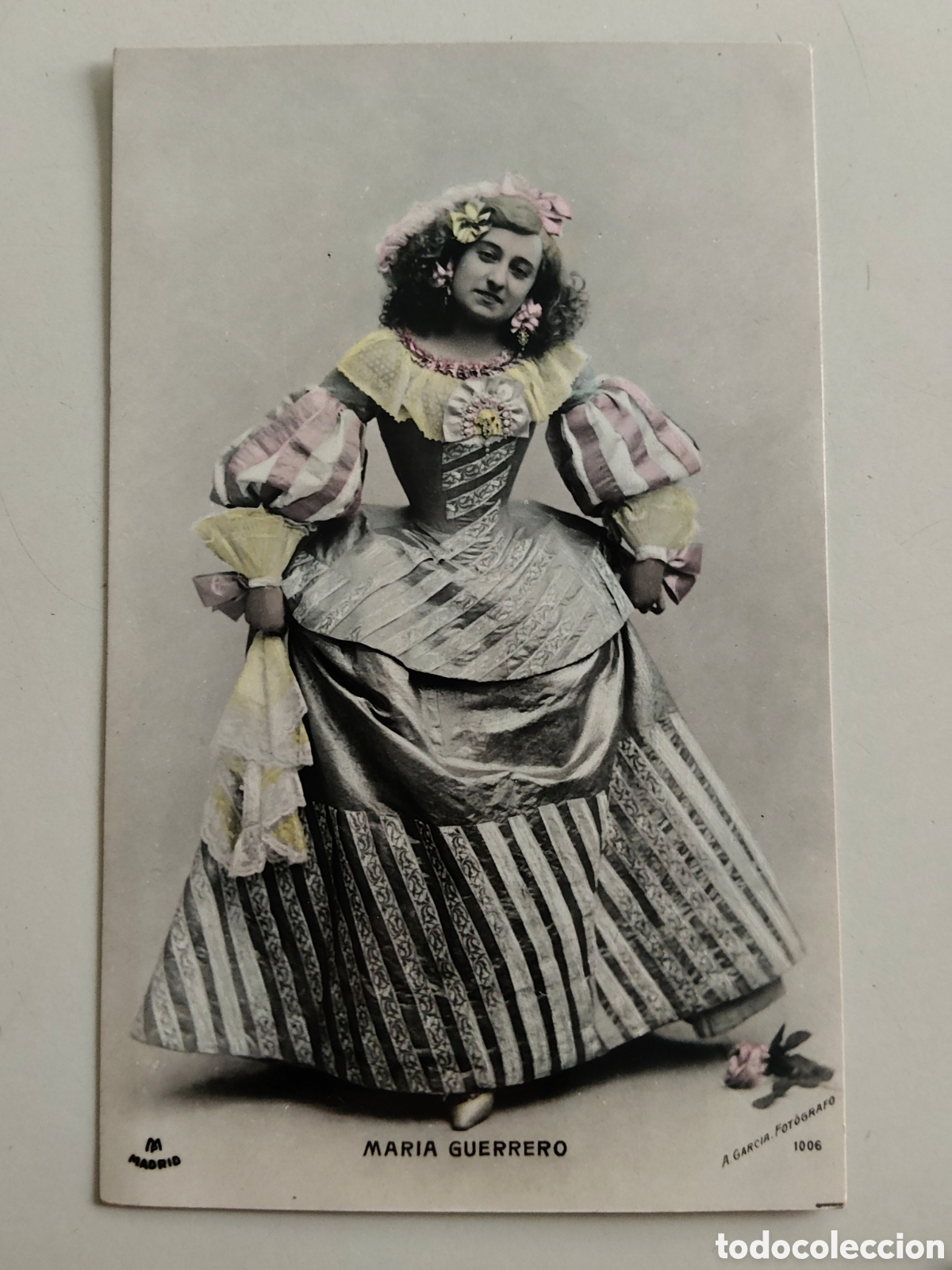 Cine: Tarjeta postal actriz de teatro Mar&iacute;a guerrero escrita y fechada en el a&ntilde;o 1906
