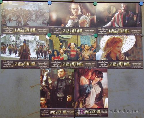Cine: T00254 GANGS OF NEW YORK LEONARDO DICAPRIO SCORSESE SET COMPLETO DE 8 FOTOCROMOS ORIGINAL ESTRENO