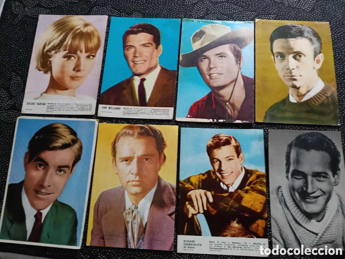 Cine: Lote de 8 fotograf&iacute;as de artistas variados en color y blanco y negro