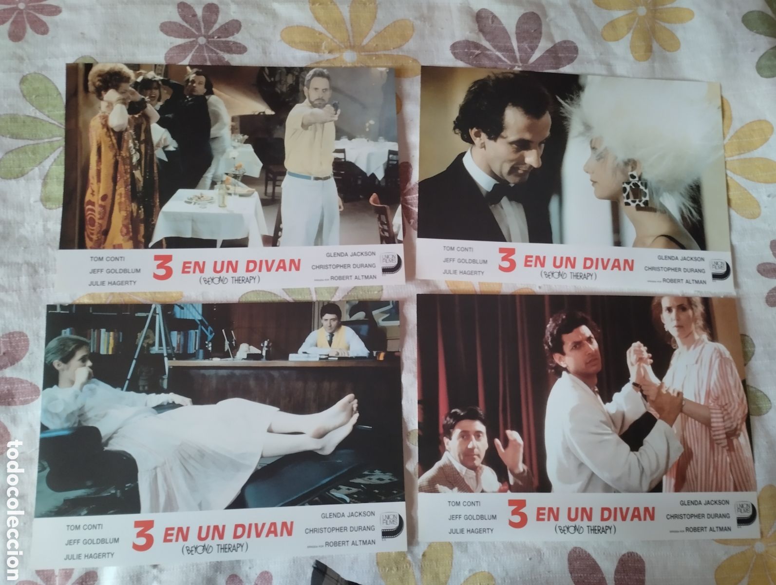 Cine: 10 FOTOCROMOS - 3 EN UN DIVAN - SET COMPLETO