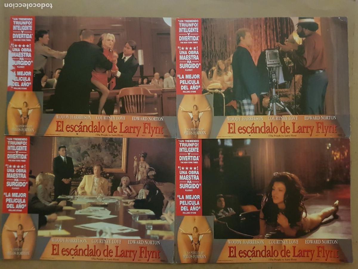 Cine: EL ESC&Aacute;NDOLO DE LARRY FLYNN - 3 FOTOCROMOS 34CMX24CM