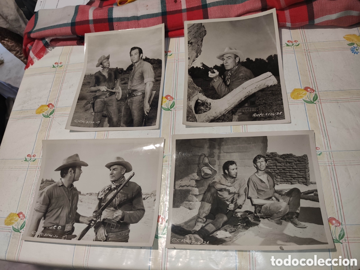 Cine: Lote 4 Fotos - Cabalgar en solitario - Randolph Scott - Original de distribuidora - Western