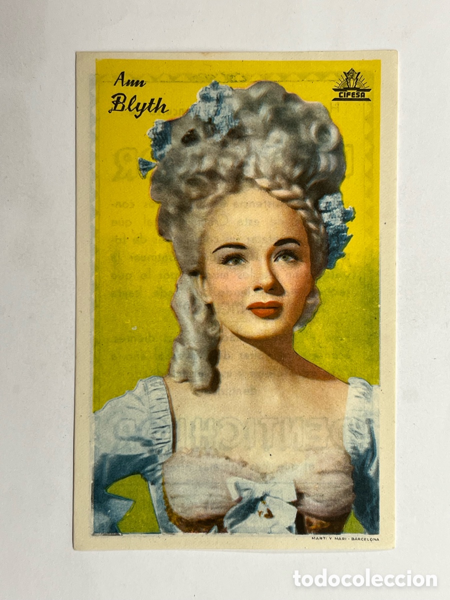 Cine: ANN BLYTH. CIFESA. Publicidad reverso DENTICHLOR, Barcelona..
